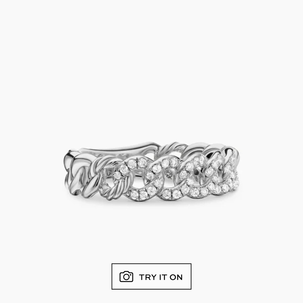 David yurman Belmont curb link diamond ring sterling size 7